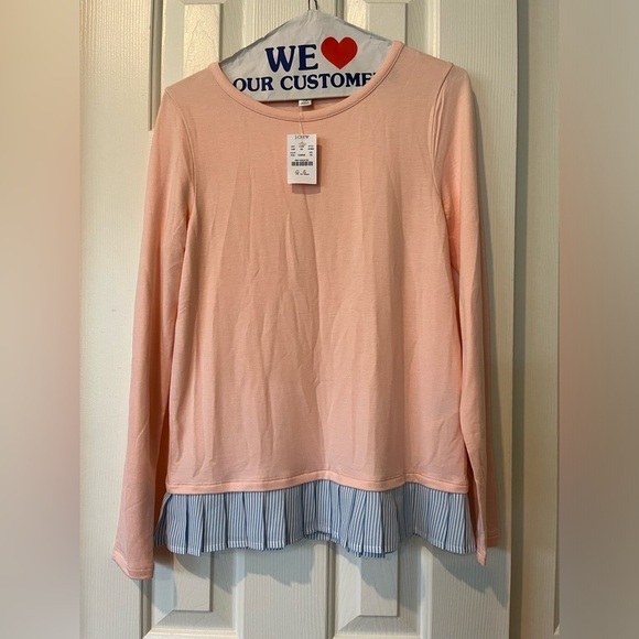 J. Crew Tops - J Crew XS super soft long sleeve t shirt with ruffle bottom, NWT